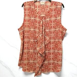 Van Heusen Ruffle Front Blouse Sleeveless Tank Top XXL